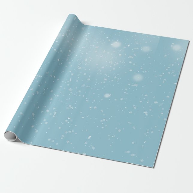 Papier Cadeau Moules de neige sur papier d'enveloppement du ciel (Déroulé)