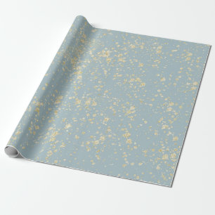 Papier Cadeau Mousse de mer bleu vert gris paillettes dorées Gla