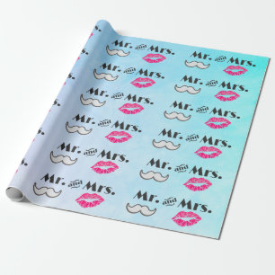 Papier Cadeau Moustache & Lèvres M. & Mme Motif