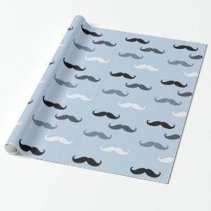 Papier Cadeau Moustaches bleues cool