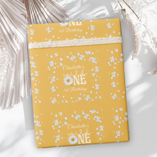 Papier Cadeau Moutarde Daisy Wild One 1er Anniversaire