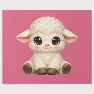 Papier Cadeau Mouton mignon heureux avec de grands yeux, animal