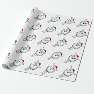Papier Cadeau Moutons utilisant un chapeau de Père Noël