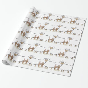 Papier Cadeau Moutons vintages par des animaux d'asile de fous