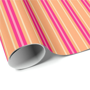 Papier Cadeau Moyenne Siècle Moderne, Fuchsia Rose & Orange