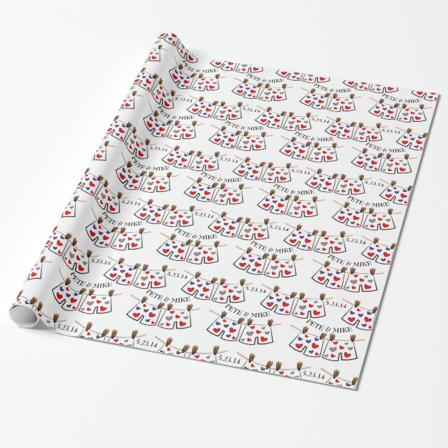 Papier Cadeau Mr & Mr Personnalisé Gay Mariage Enveloppe Cadeau (Déroulé)