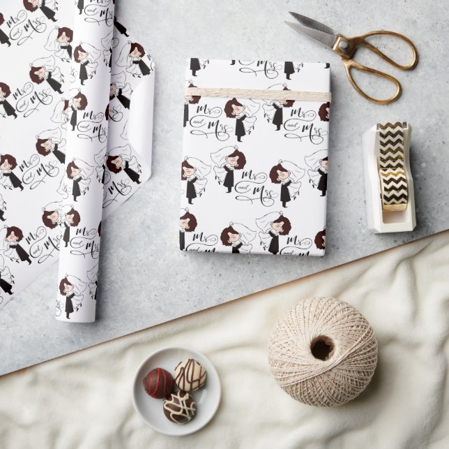 Papier Cadeau Mr & Mrs Bride et Groom Happiness (Artisanat)