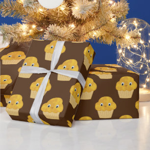 Papier Cadeau Muffin De Maïs Cartographié Sur Brown