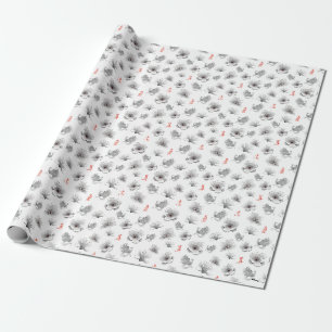 Papier Cadeau Mulan "Loyal Brave True" Fleur et Motif de l'espri