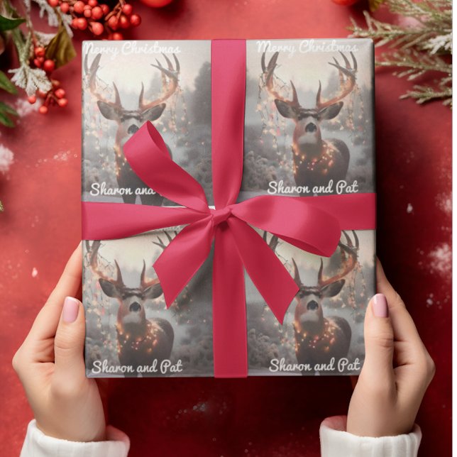 Papier Cadeau Mule Deer et les lumières de Noël (Créateur téléchargé)