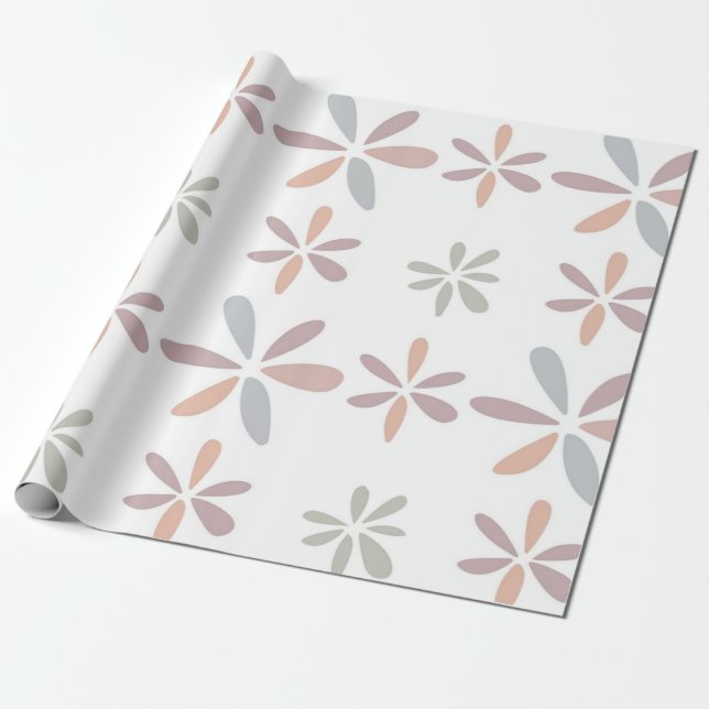 Papier Cadeau Multicolor Pastel Abstrait Floral Botanique (Déroulé)