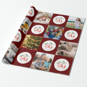 Papier Cadeau Multiphoto Merry & Bright Family Pattern Christmas