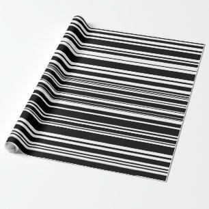 Papier Cadeau Multitudes de rayures noires et blanches inégales