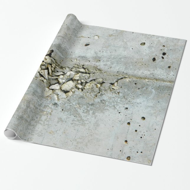 Papier Cadeau Mur en béton criqué avec de petites pierres (Déroulé)