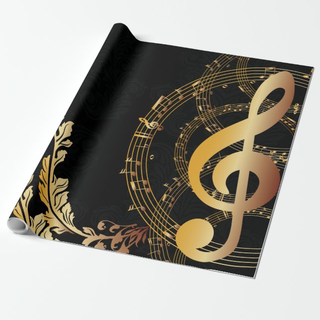 Papier Cadeau Music Note élégant Luxe (Déroulé)