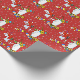 Papier Cadeau Musicien Elfes de Noël et papier d'enveloppement P