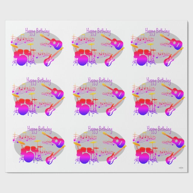 Papier Cadeau Musicien Graphic Enveloppe Cadeau Arc-en-ciel HAMb (Plat)