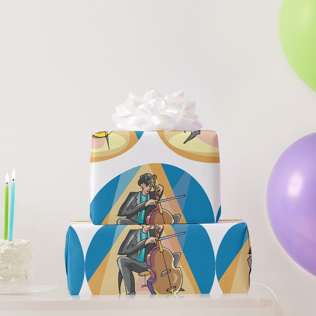 Papier Cadeau Musicien Jouant Le Chello (Créateur téléchargé)