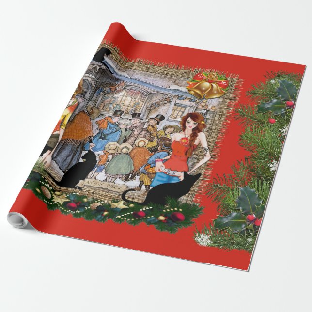 Papier Cadeau Musiciens dans le vieux Amsterdam pendant Noël (Déroulé)