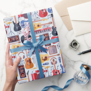 Papier Cadeau Musique Anniversaire Partie Instruments de musique