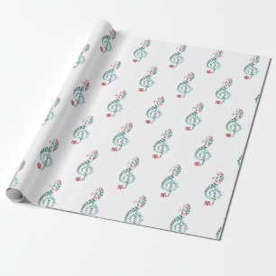 Papier Cadeau Musique Aquarelle à thème Motif Clé Treble