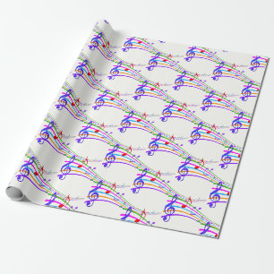 Papier Cadeau musique arc en ciel