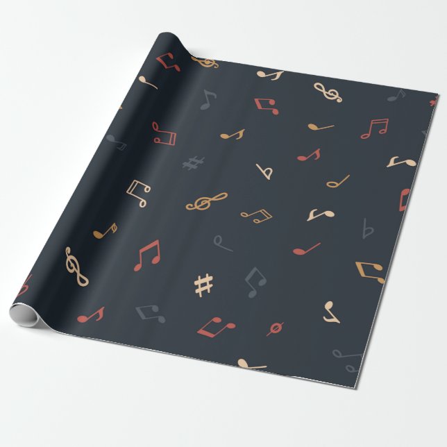 Papier Cadeau Musique colorée note musicienne Motif (Déroulé)