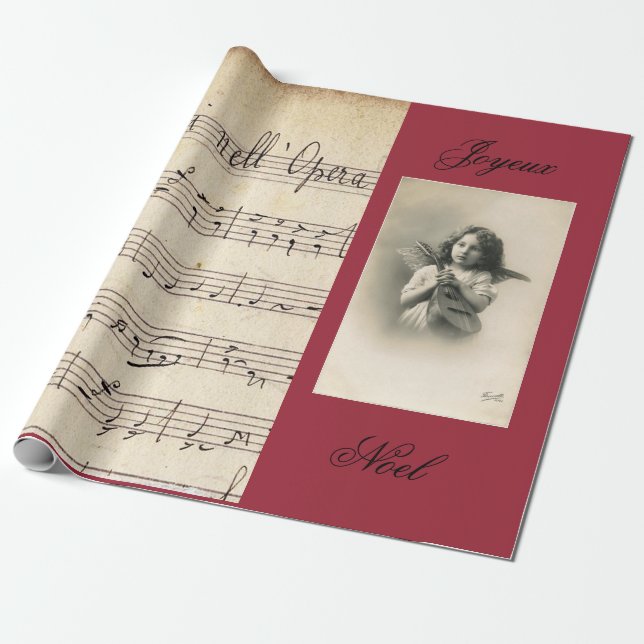 Papier Cadeau Musique de feuille française d'opéra et ENVELOPPE (Déroulé)