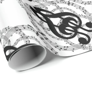 Papier Cadeau Musique d'image miroir noir et blanc