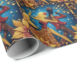 Papier Cadeau Musique et danse Gold Christmas
