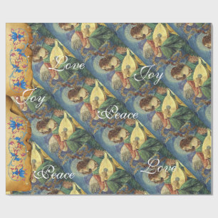 PAPIER CADEAU MUSIQUE FABRIQUANT DES ANGELS NOËL, JOYER L'AMOUR 