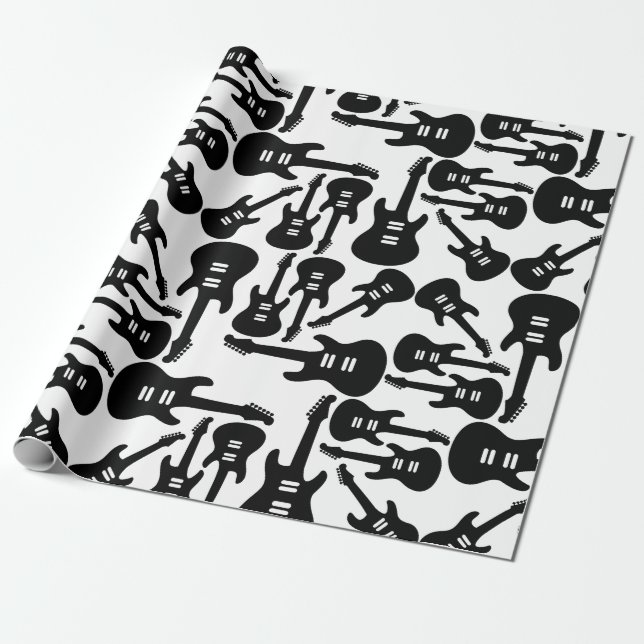 Papier Cadeau Musique Motif de guitare électrique sur mesure (Déroulé)