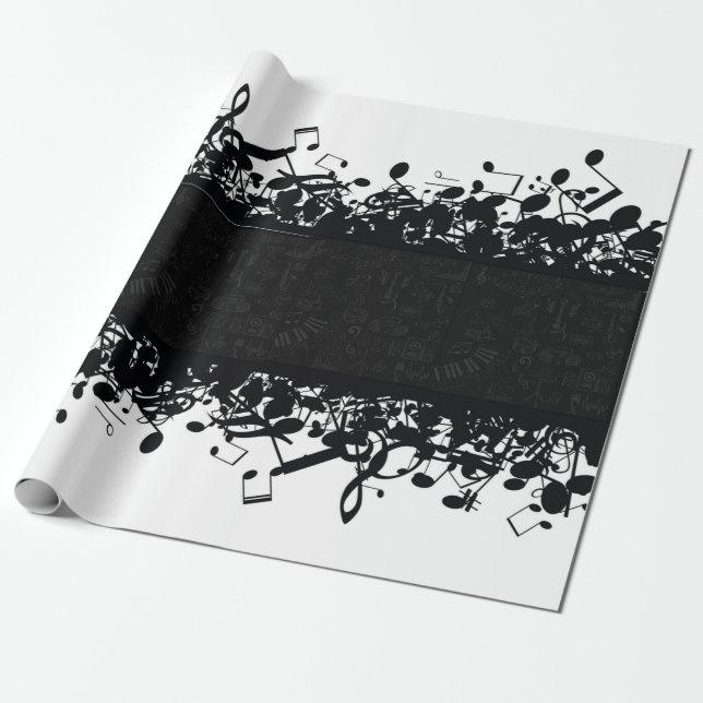 Papier Cadeau Musique Note Guitare classique Papier d'enveloppem (Déroulé)