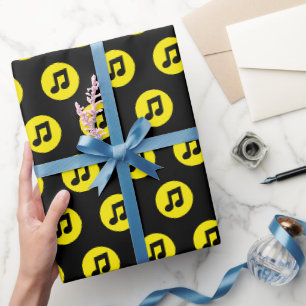 Papier Cadeau Musique Note sur le Jaune
