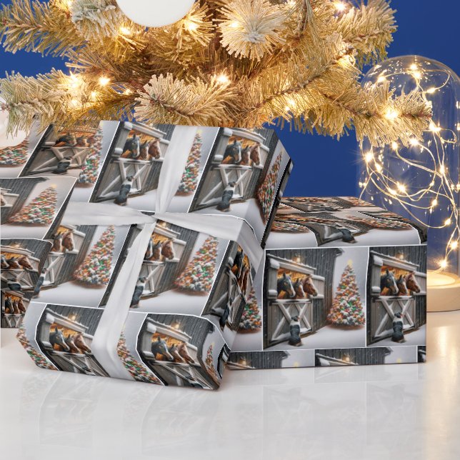Papier Cadeau Nacre de Noël avec arbre (Vacances)