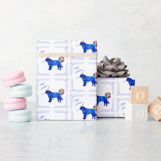 Papier Cadeau Naissance du chien de Terre-Neuve (Baby Shower)