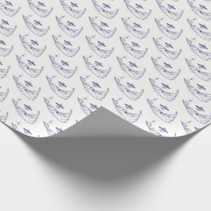 Papier Cadeau Nantucket Island MA Carte Vintage Marine Blue