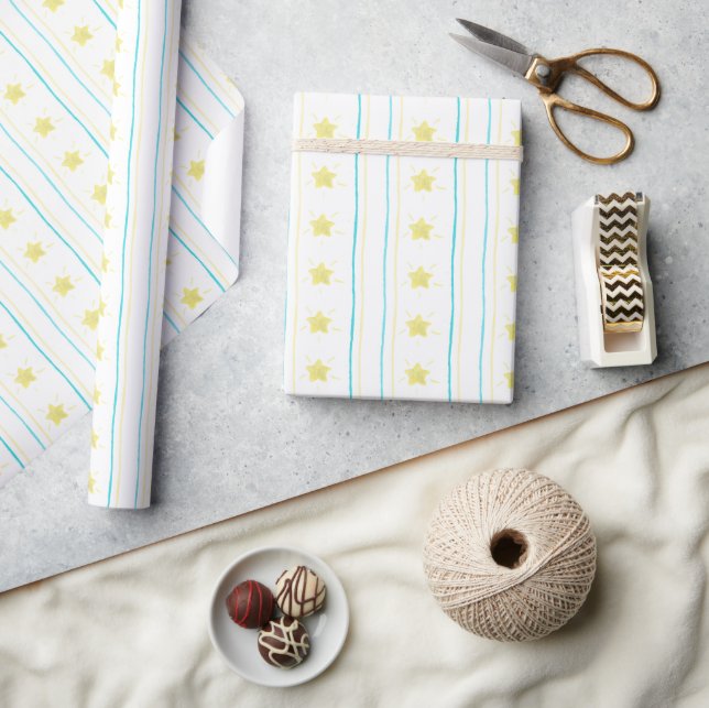 Papier Cadeau Nativité de l'aquarelle Étoiles de Noël (Artisanat)