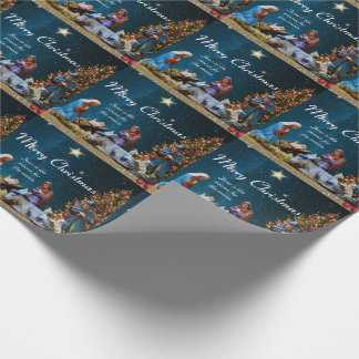 Papier Cadeau Nativité de Noël avec citation