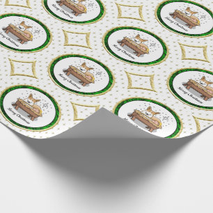 Papier Cadeau Nativité de Noël Pembroke Welsh Corgi (rouge1) Amu