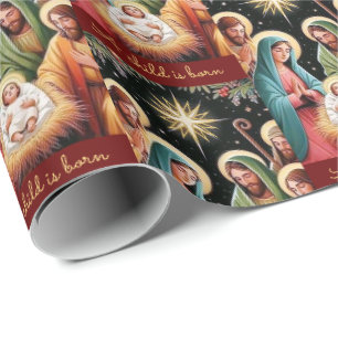Papier Cadeau Nativité Noël Bébé Jésus, Un Enfant Est Né