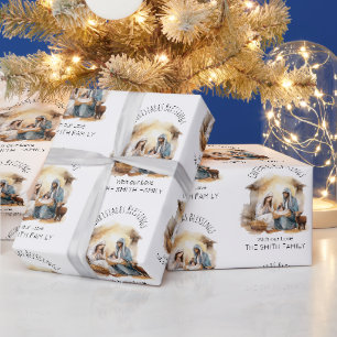 Papier Cadeau Nativité Papier d'enveloppement de Noël - Sainte F
