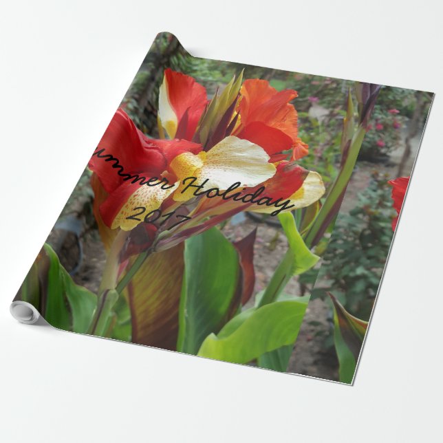 Papier Cadeau Nature Fleur Rouge Photographie Florale (Déroulé)