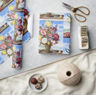 Papier Cadeau Nature morte florale de l'Âge d'or néerlandais vin