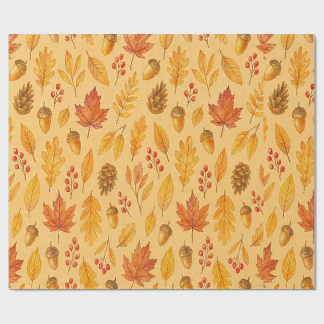 Papier Cadeau Nature motif d'automne (Plat)