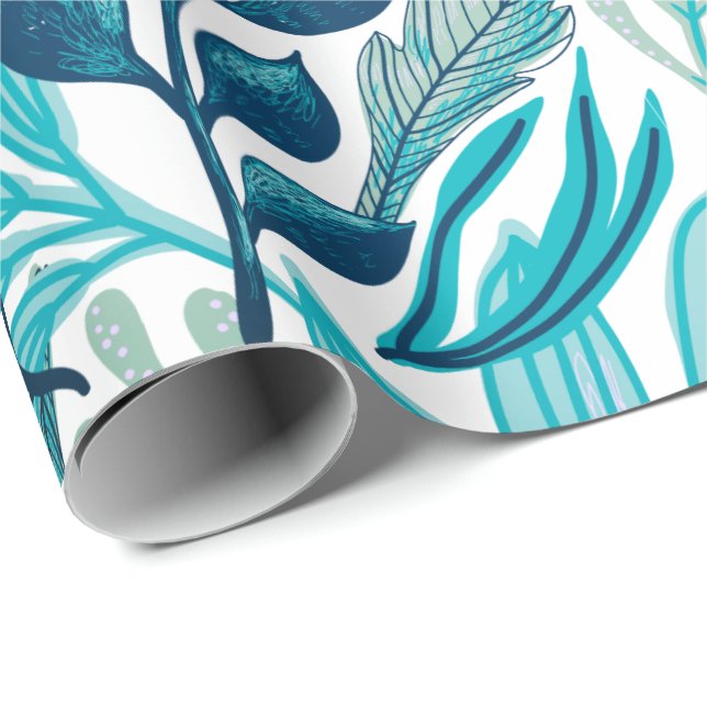 Papier Cadeau Nature tropicale Design de feuillage (Coin rond)