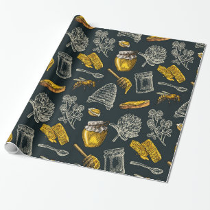 Papier Cadeau Naturel organique vintage de miel de ruche foncée