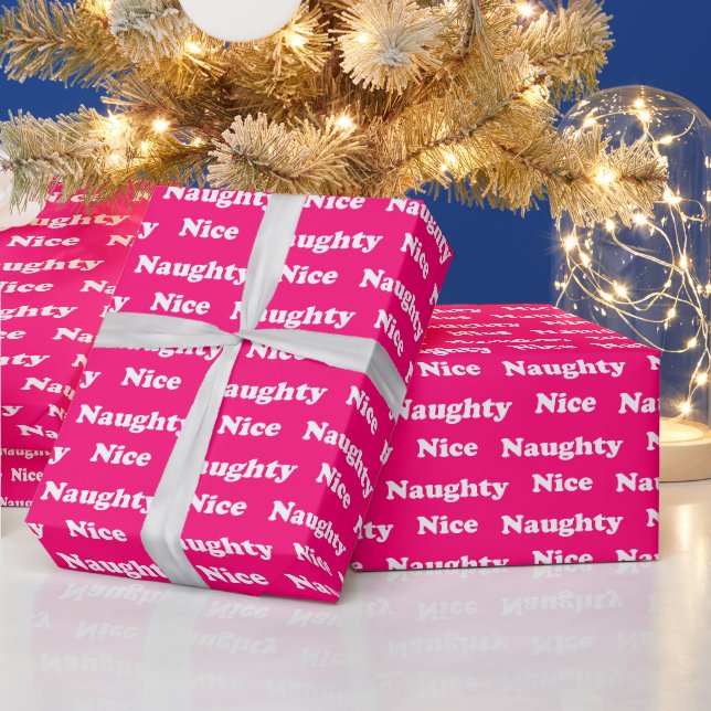 Papier Cadeau Naughty ou joli rose chaud moderne drôle mignon (Vacances)