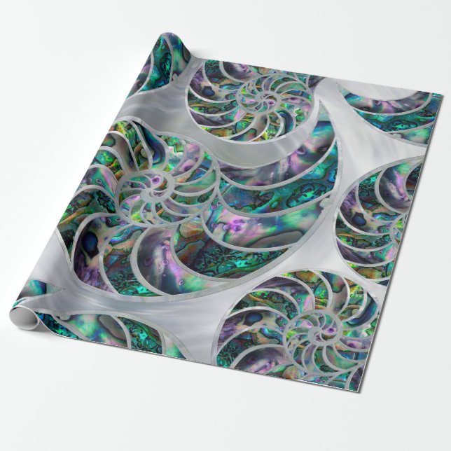 Papier Cadeau Nautilus Shell Abalone et Pearl (Déroulé)