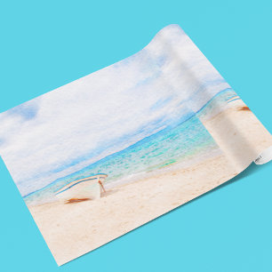 Papier Cadeau Nautique Aquarelle bateau de pêche